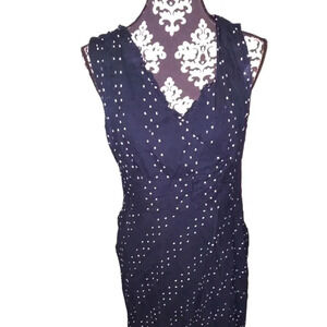 Embroidered Dotted Black and White Sleeveless Dress
